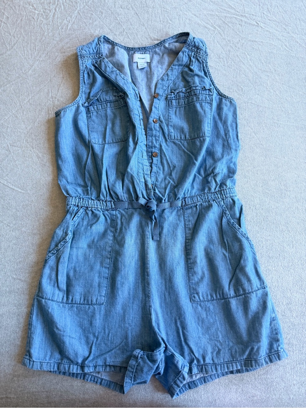Old Navy Chambray Button-Front Sleeveless Top - Light Blue